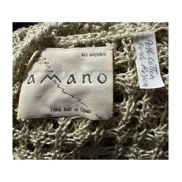Amano‎ Hand Knit Open Weave Sweater Spain S Natural Beige - Picture 3 of 4